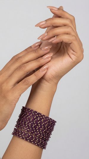 Dark plum lightweight bangles with glitter spots 