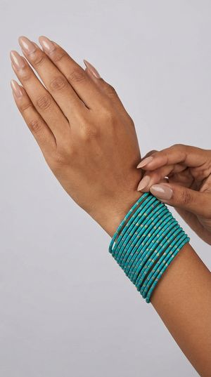 Jade green glitter aluminum bangles set of 24 stackable bracelets