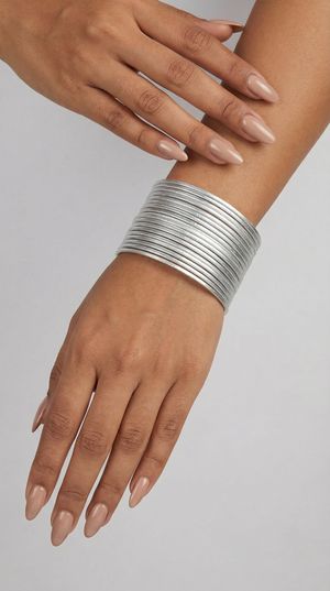 Shiny silver bangles 24 piece stackable set