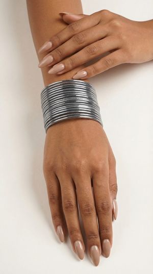Dark grey shiny bangles 24 piece stackable set