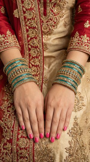 Sea Green Kundan Double Bangle Set