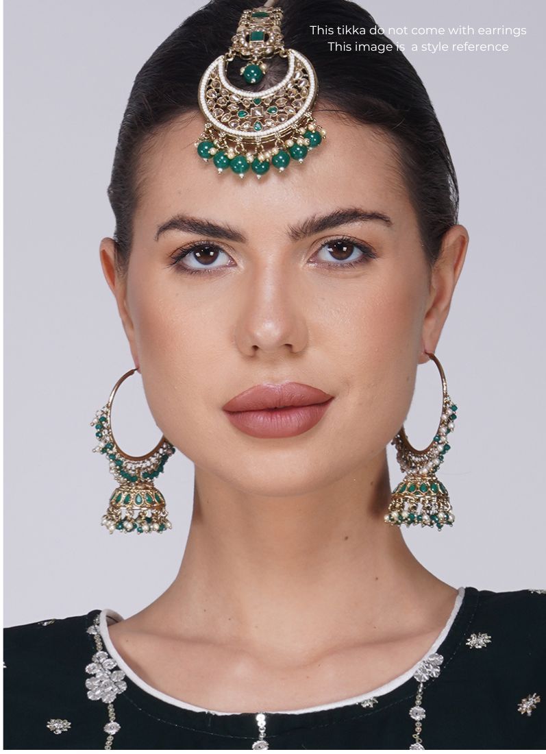 Green Tikka With Diamonte & Pearl Drops