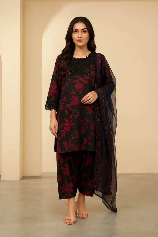 Black Farshi Salwar Suit with Digital Print
