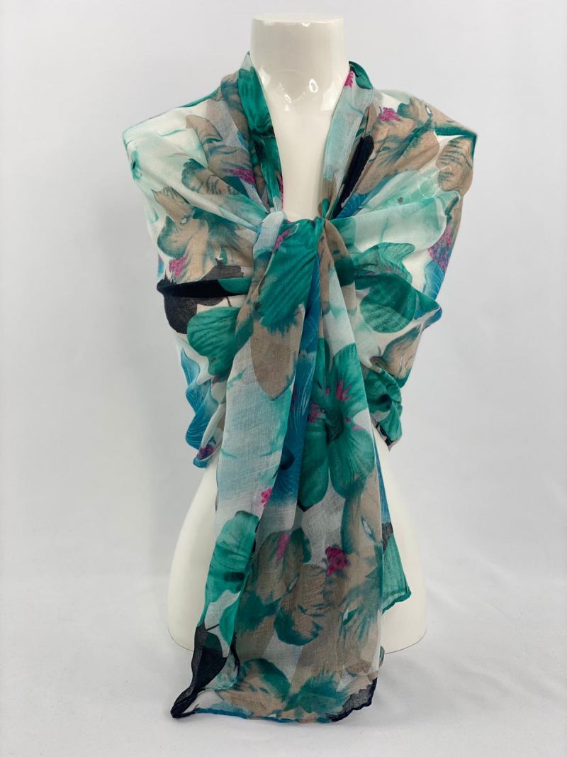 Buy Green Flower Print Pashmina