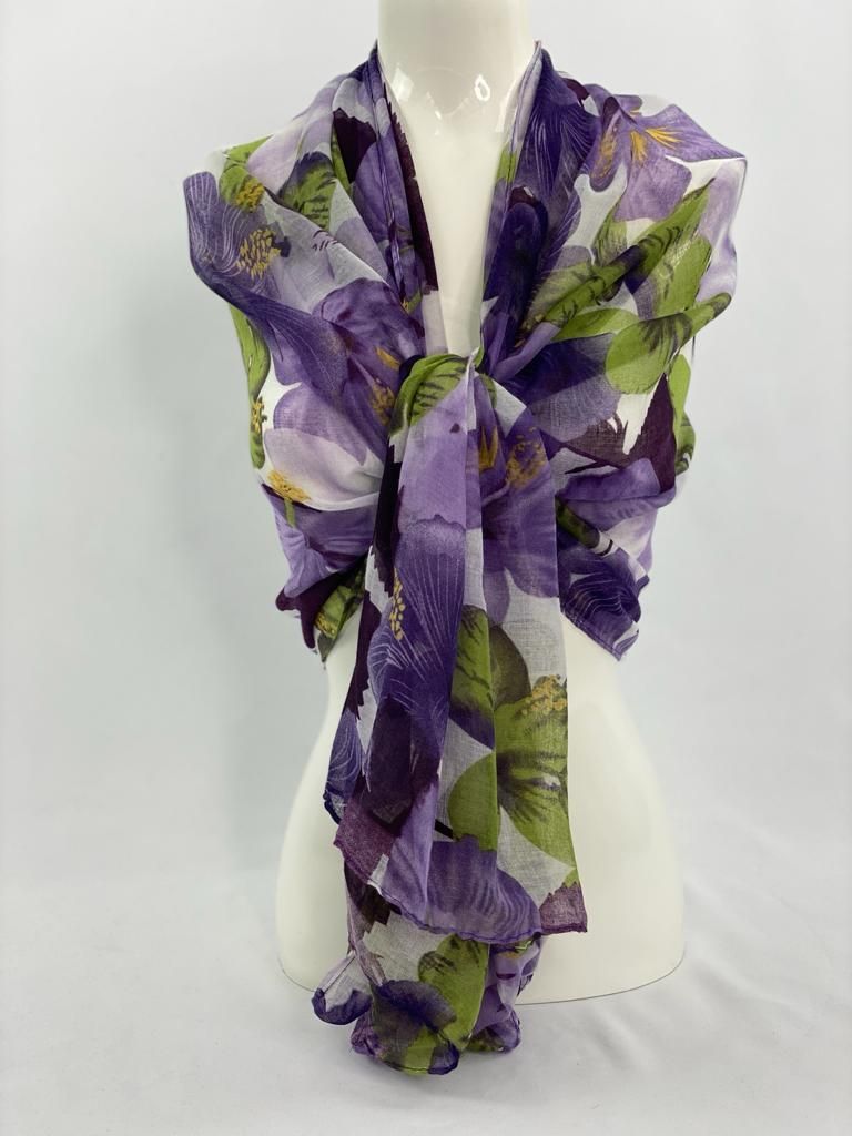 Buy Purple Flower Print Pashmina