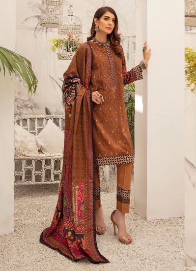 Dhanak Brown Embroidered Suit