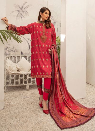 Dhanak Magenta Embroidered Suit