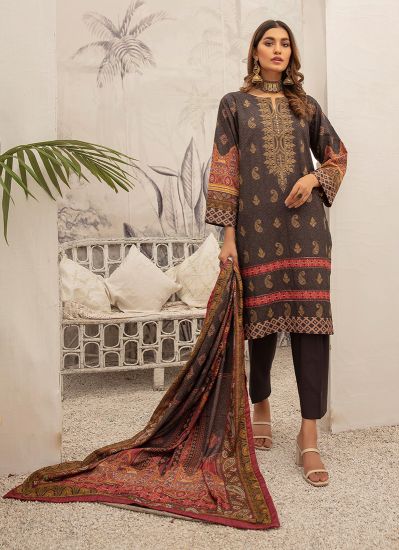 Dhanak Grey Embroidered Suit