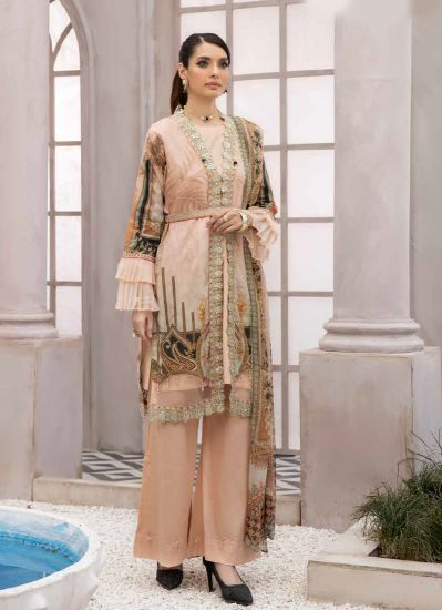 Peach Embroidered Shift Suit Set