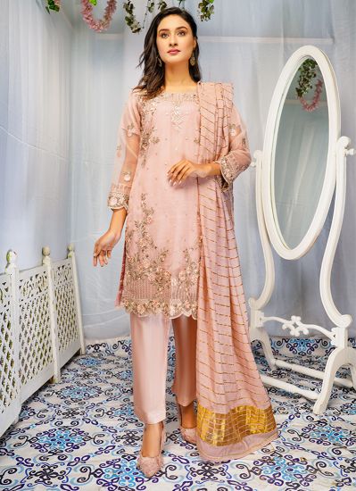Blush Embroidered Organza Suit