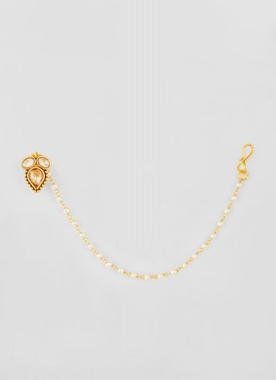 Gold Single Pearl Chain Nose Ring