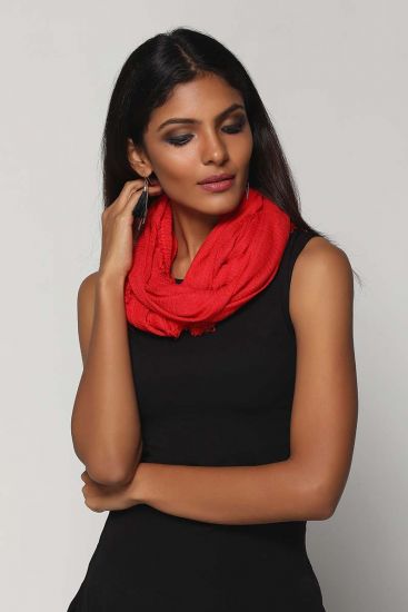 Red Woven Oversize Scarf