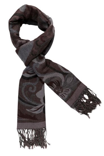 Charcoal Grey Floral Patterned Scarf