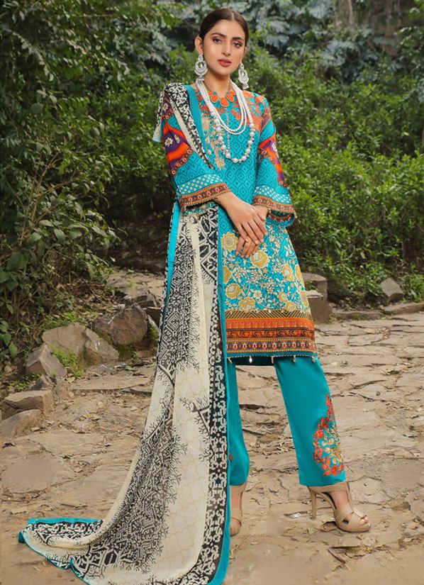 Lawn Embroidered Digital Printed Suit