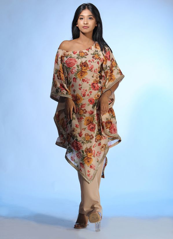 Rosa Floral Ivory Kurta With Trouser