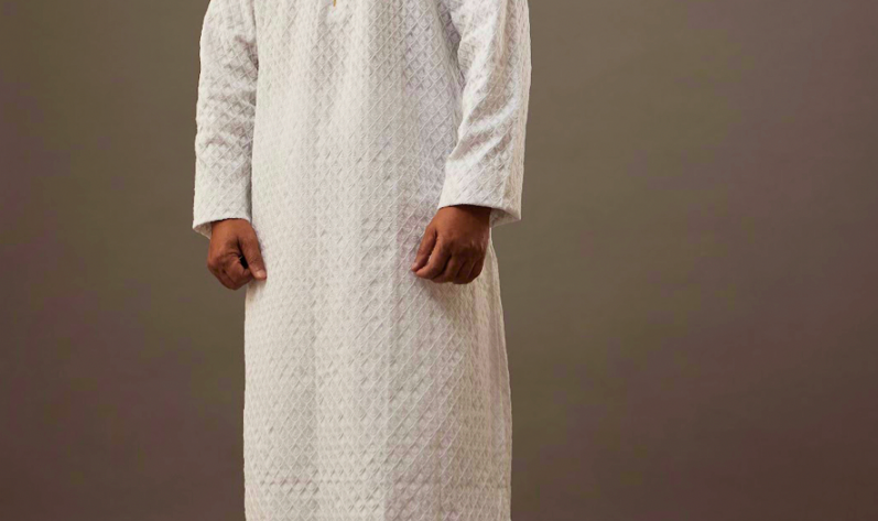 Men's White Aligarh Pyjama Kurta Set